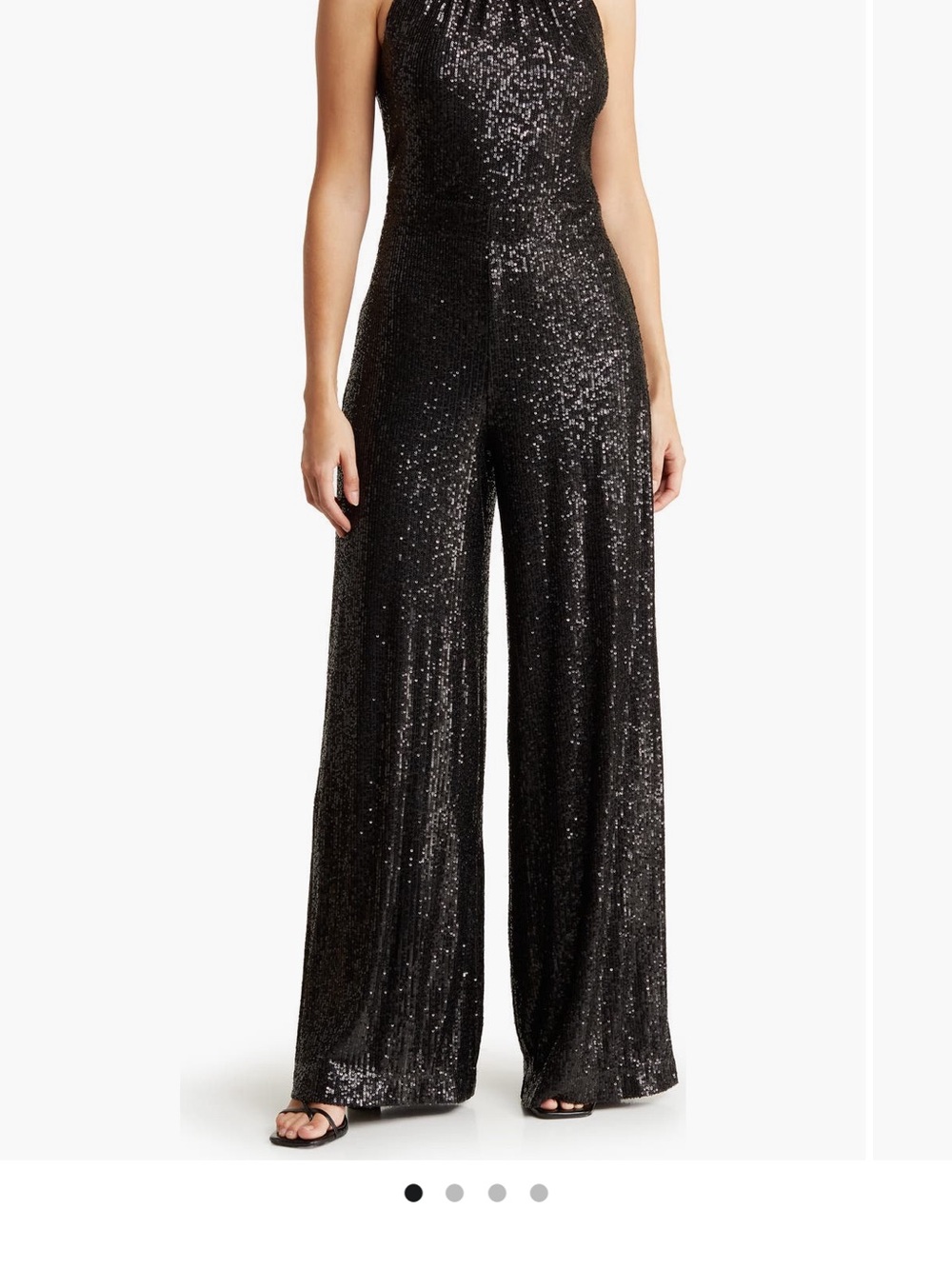 NWT-  MAX STUDIO- Sequin Halter Wide-Leg Jumpsuit - Black